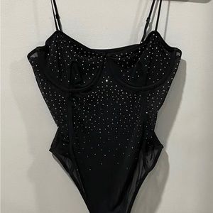 Sheer crystal bodysuit